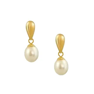Brinco De Ouro 18k com pérola biwa 5.5 x 5mm
