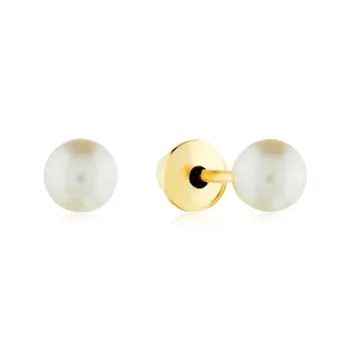 Brinco De Ouro 18k Com Pérola Natural 2,5mm