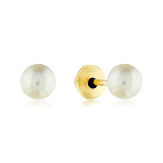 Brinco De Ouro 18k Com Pérola Natural 3mm