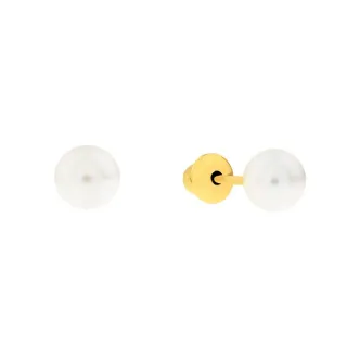 Brinco De Ouro 18k Com Pérola Natural 4mm