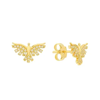 Brinco de ouro 18k Divino Espírito Santo cravejado