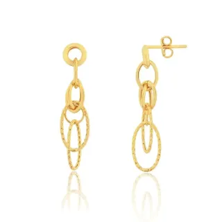Brinco De Ouro 18k Elos Intercalados Coleção Enlace