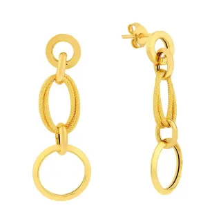 Brinco de ouro 18k elos trançados e trabalhados