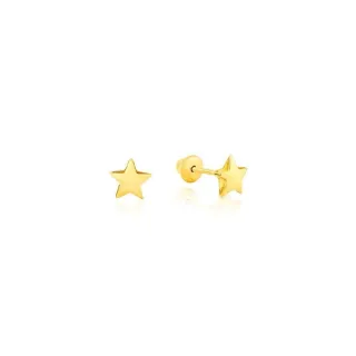 Brinco de ouro 18k estrela infantil / recém nascido / segundo furo