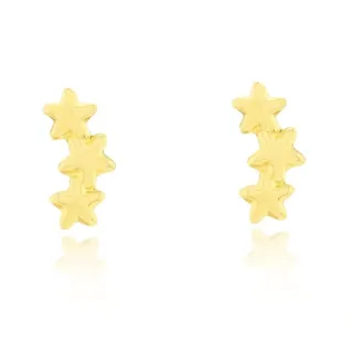 Brinco de ouro 18k estrelinhas 