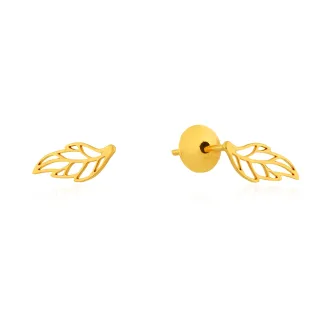 Brinco de ouro 18k folha mini vazada