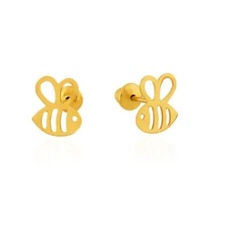 Brinco de ouro 18k infantil abelha 