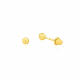 Brinco De Ouro 18k Infantil - Bola 2,5mm