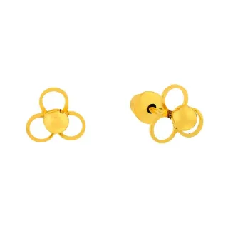 Brinco de ouro 18k infantil bolinha flor