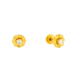 Brinco de ouro 18k infantil florzinha com pedra