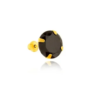 Brinco de ouro 18k Masculino pedra ônix zircônia face