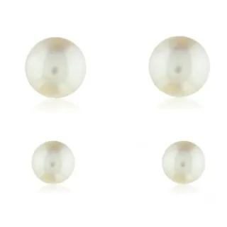 Brinco de ouro 18k par de pérola 6mm + 3mm