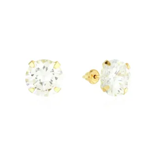Brinco de ouro 18k pedra 6mm masculino / feminino