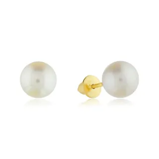 Brinco De Ouro 18k Pérola Natural 5mm