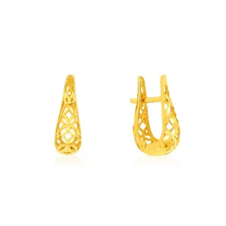 Brinco de ouro argola feminino pequeno 18k flores