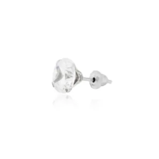 Brinco de ouro branco 18k pedra 6mm UMA PEÇA
