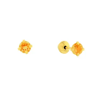 Brinco de ouro infantil bebê ou 2o furo 18k 3mm citrino