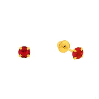 Brinco de ouro ponto de luz vermelho pequeno 3mm