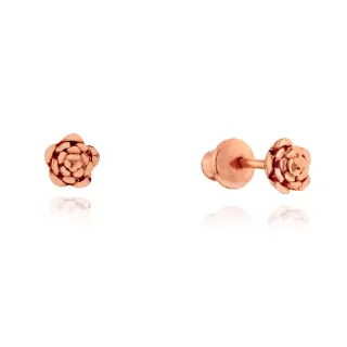 Brinco de ouro infantil botão de rosa ouro rose