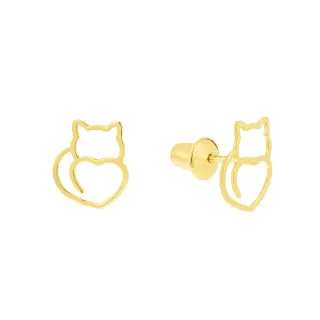 Brinco de ouro infantil criança gatinho vazado