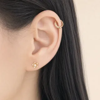 Brinco de ouro 18k flor margarida com pérola
