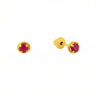 Brinco de ouro 18k para bebê rococó vermelho