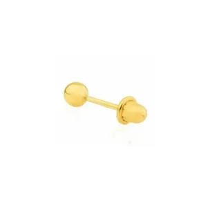 Brinco masculino de ouro 18k bola 2,5mm uma peça