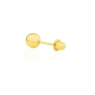 Brinco masculino de ouro 18k bola 4mm uma peça