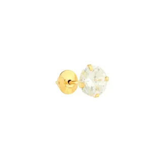 Brinco masculino de ouro 18k pedra 5mm uma peça