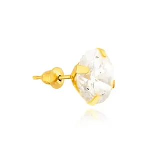 Brinco masculino de ouro 18k pedra 8mm uma peça 