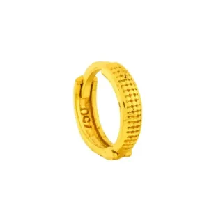 Brinco masculino de ouro 18l argola texturizada 1 peça