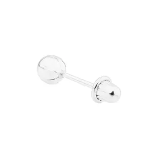 Brinco masculino ouro 18k branco bola 3mm uma peça
