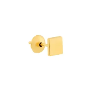 Brinco masculino ouro 18k uma peça quadrado