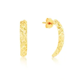 Brinco de ouro 18k meia argola diamantado XII