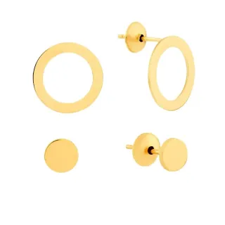Brincos de ouro 18k circulo primeiro e segundo furo