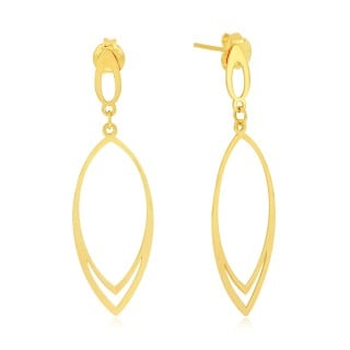 Brinco de ouro 18k argola folha elegance