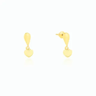 Brinco de ouro 18k coração infantil 5mm drop