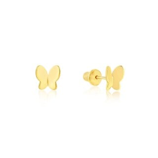 Brinco de ouro infantil 18k borboleta Meu Jardim