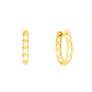 Brinco argola de ouro 18k rendada oval