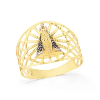 Anel Nossa Senhora de ouro 18k rendado