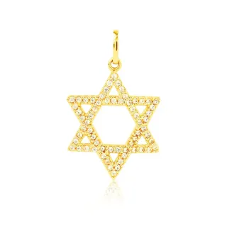 Pingente estrela de Davi de ouro 18k cravejada