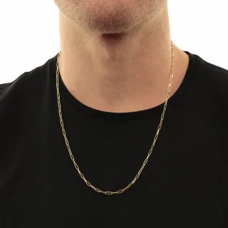 Corrente de ouro 18k masculina 60cm malha cartier 3mm