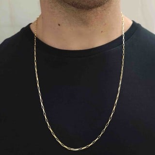Corrente de ouro 18k masculina 70cm malha cartier 
