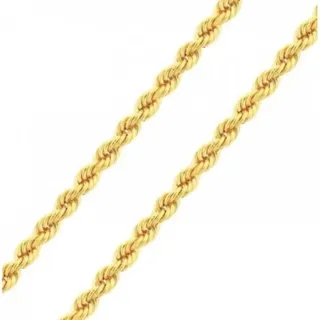 Corrente de ouro 18k feminina corda tipo cordao baiano 40cm