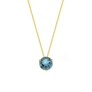 Colar ponto de luz ouro 18k 45cm pedra Azul claro
