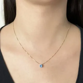 Colar ponto de luz ouro 18k 45cm pedra Azul claro