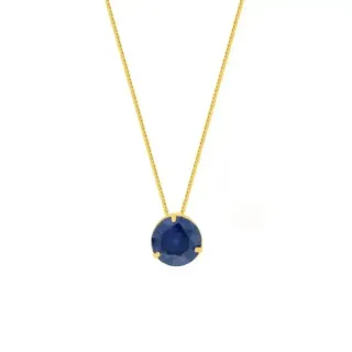Colar ponto de luz ouro 18k 45cm pedra Azul escuro