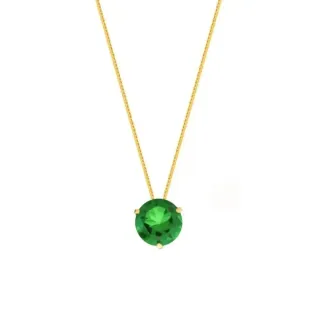 Colar ponto de luz ouro 18k 45cm pedra Verde