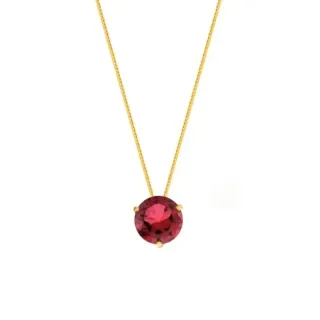 Colar ponto de luz ouro 18k 45cm pedra Vermelha
