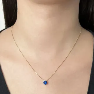 Conjunto colar e brinco de ouro 18k ponto de luz Azul